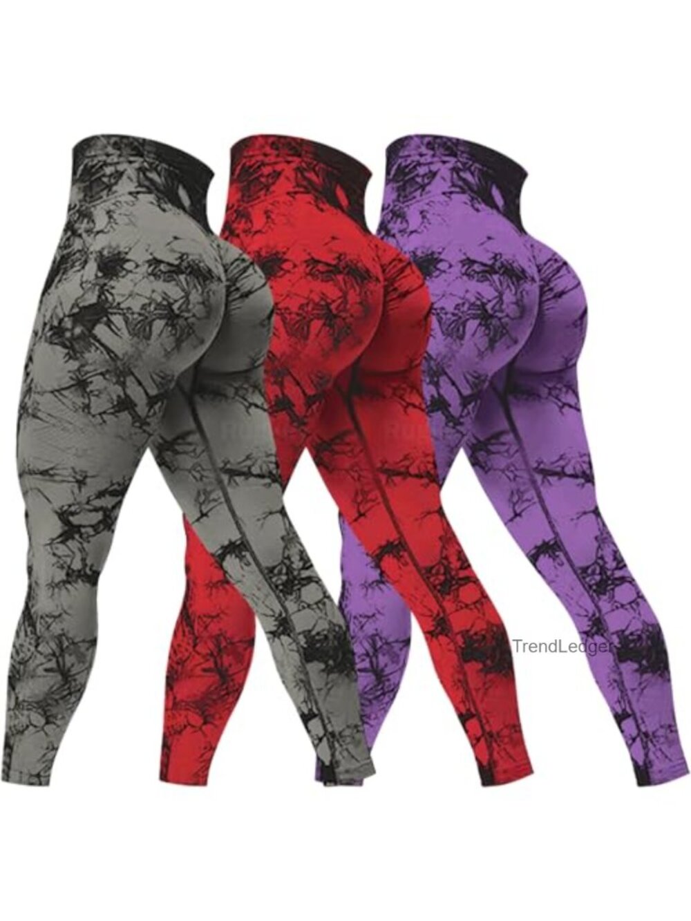 3 Pack High Waist Tie Dye Seamless Scrunch Butt Lifting Yoga Leggings